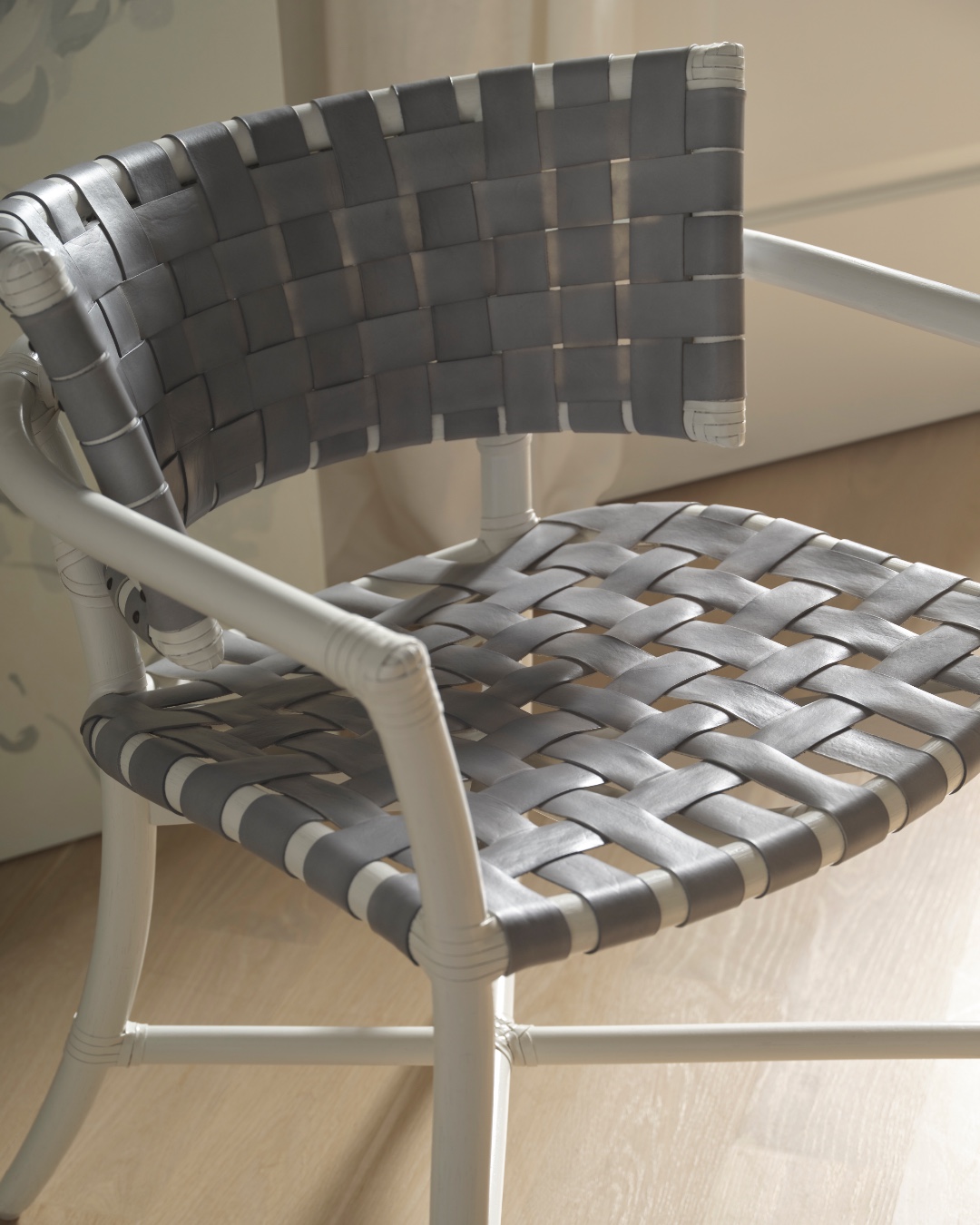 The Crin Dining Arm Chair by Steven Volpe redefines McGuire’s Antalya Collection with sculpted rattan, woven rawhide, matte finishes, and brass nailheads. Custom rawhide program available. Visit the link in our bio for more information. #ThisIsMcGuire