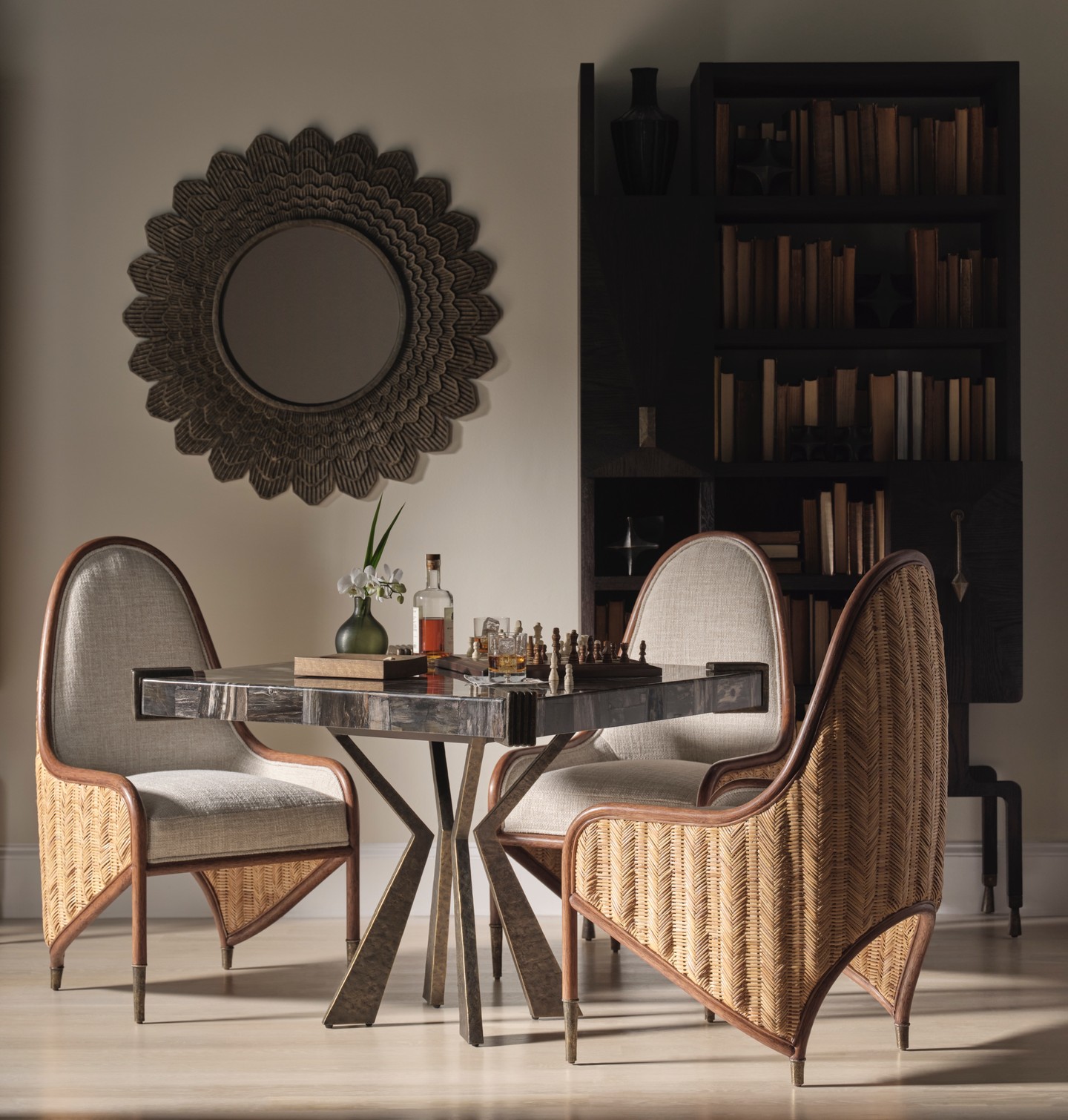The Bill Bensley Collection for McGuire embodies the brand’s modern, boundary-breaking design ethos, transforming raw, elemental materials into sculptural forms that honor both nature and craft. Featuring the Gibbon's Feast Bistro Table, the Doug's Throne, the Muntjac's Library, and the Pangolin's Mirror. Visit the link in our bio for more information. #ThisIsMcGuire #BillBensley