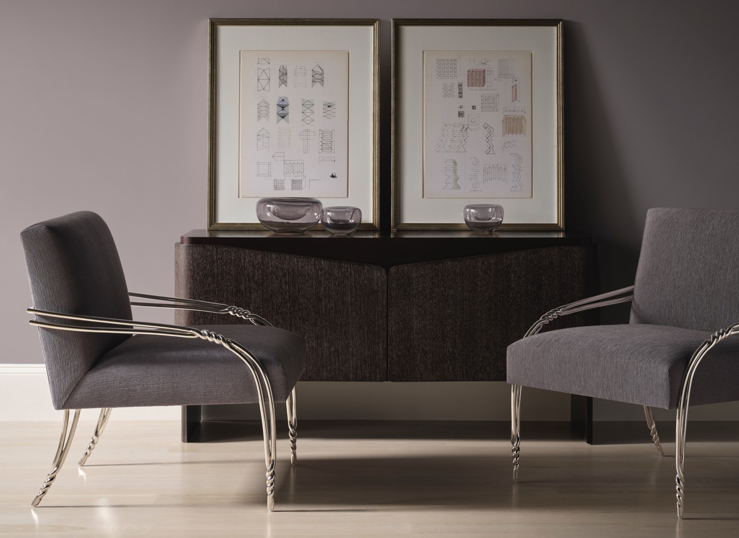 The Marya Chair is spirited and feminine, with a frame crafted entirely from Nickel Plated Brass. Its uniquely twisted arms and legs create an alluring effect, in the way that the eye is drawn to shimmering earrings and bracelets. Also featuring the Tamara Credenza. Visit the link in our bio for more information. #ThingsChosenWell #BakerLuxe