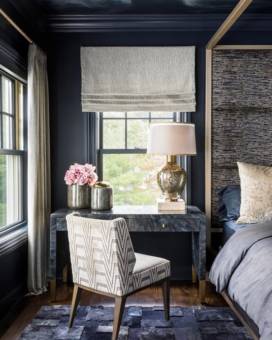 Beautiful bedroom by @studioaubergine featuring the Kukio Side Chair from our Barbara Barry Collection. Photography by @andrewfraszphoto. Visit the link in our bio for more information. #ThingsChosenWell